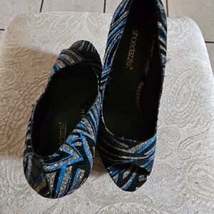 Shoe Dazzle Glittering Blue and Silver Heels
